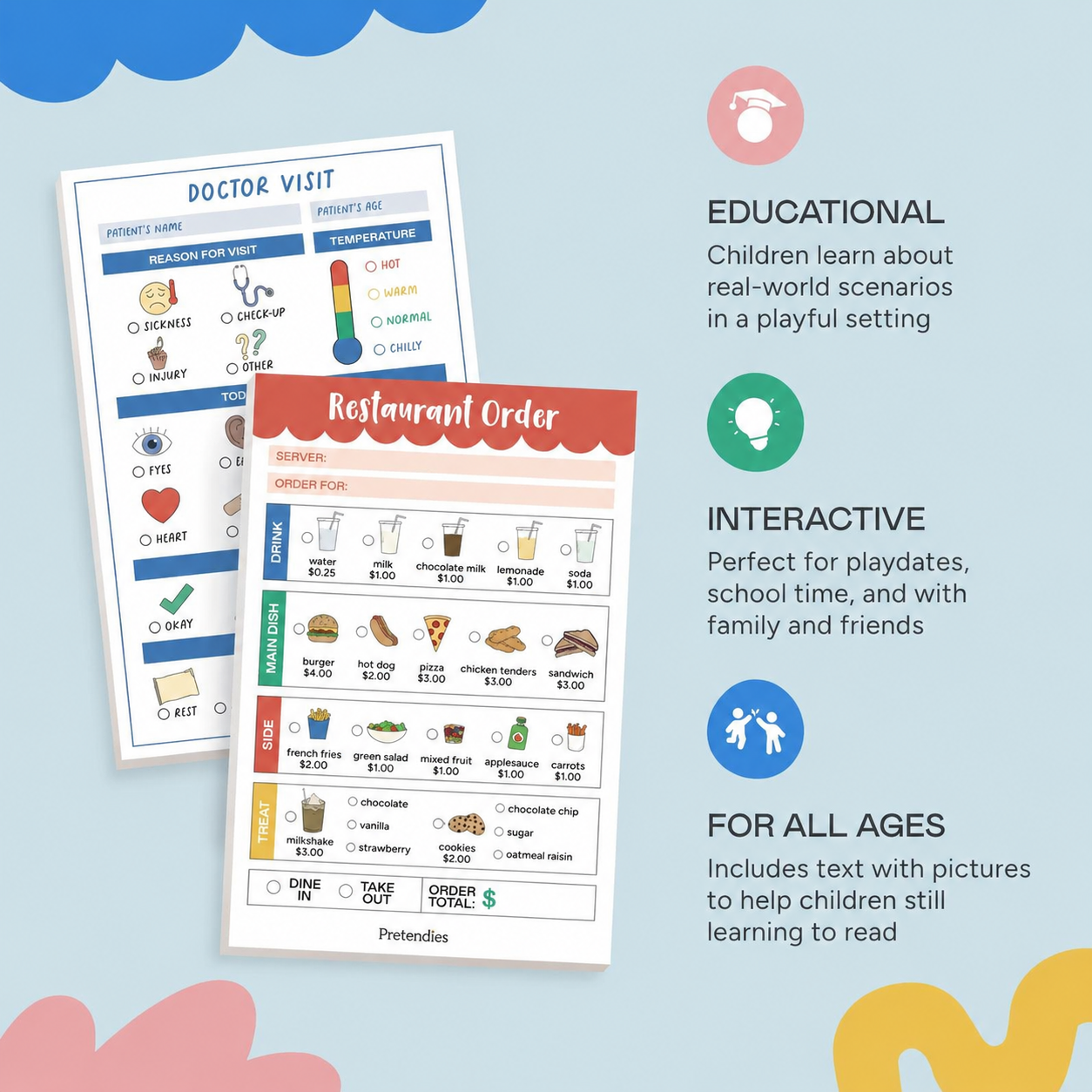 Pretendies™ Kids Pretend Play Notepads